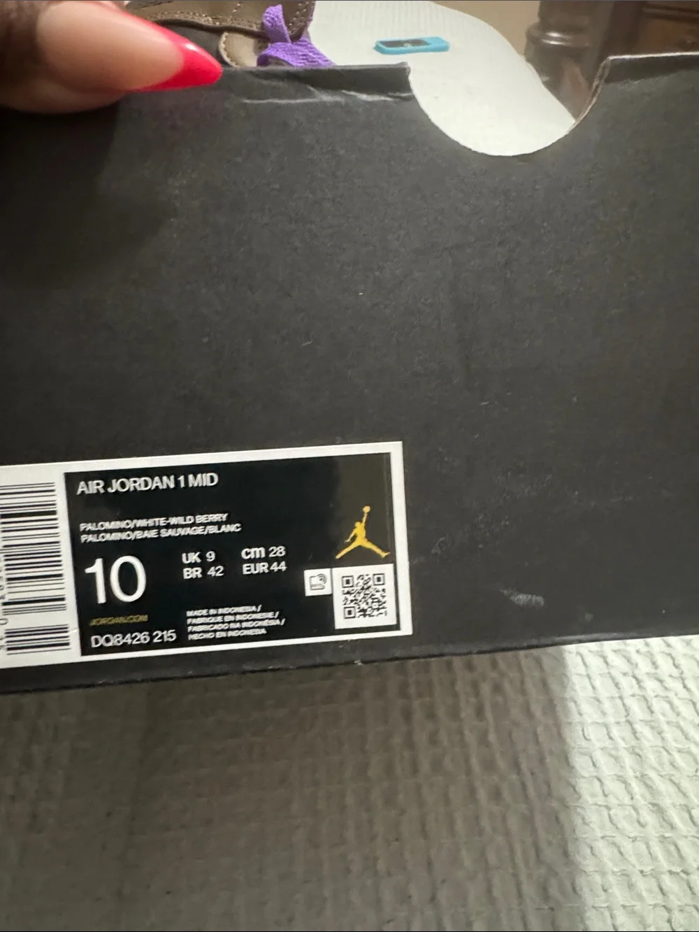 Men Jordan 1 High-Top Sneakers in Black, Brown & Purple - Athletic Casual